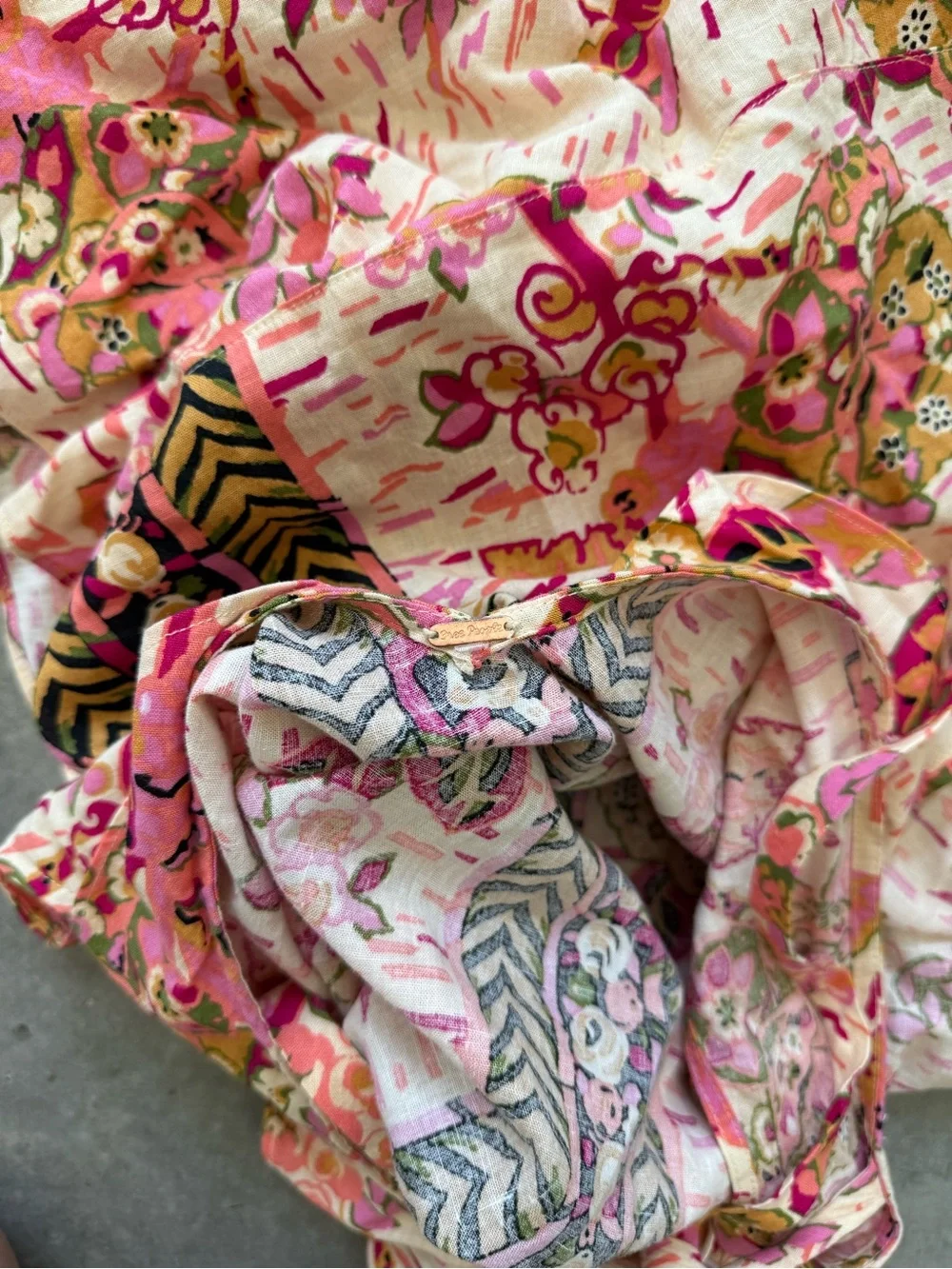 Free People Pink Floral Ruffle Mini Dress